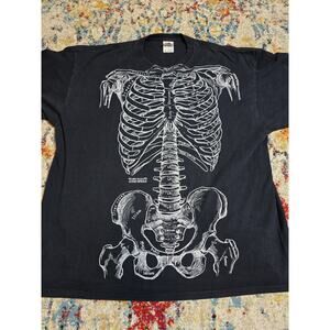 Vintage Leslie Arwin 1978 Anatomy Skeleton Cotton T-Shirt All Over Print Sz 2XL